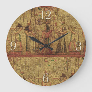Reloj Redondo Grande Arte en el muro del templo egipcio antiguo