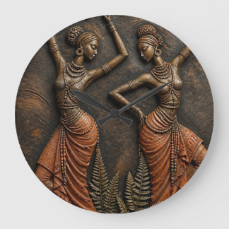 Reloj Redondo Grande Arte Escultórico de la Herencia Africana Tribal