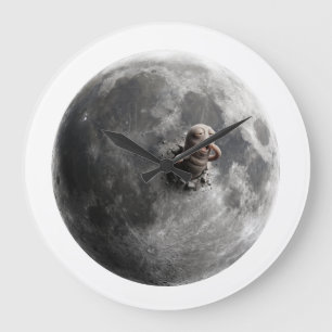 Reloj Redondo Grande Arte Espacial Luna Gusano Surrealista Luna Llena