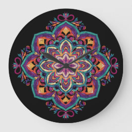 Reloj Redondo Grande Arte Floral Folclórico Boho