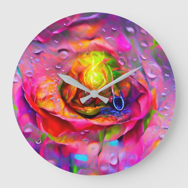 Reloj Redondo Grande Arte floral surrealista (Anverso)