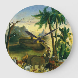 Reloj Redondo Grande Arte Folclórico Victoriano Antiguo, Arca de Noé de