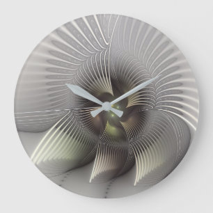 Reloj Redondo Grande Arte fractal de forma 3D abstracta moderna