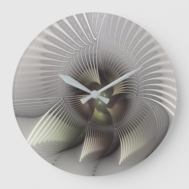 Reloj Redondo Grande Arte fractal de forma 3D abstracta moderna (Anverso)