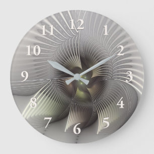 Reloj Redondo Grande Arte fractal de forma 3D abstracto moderno