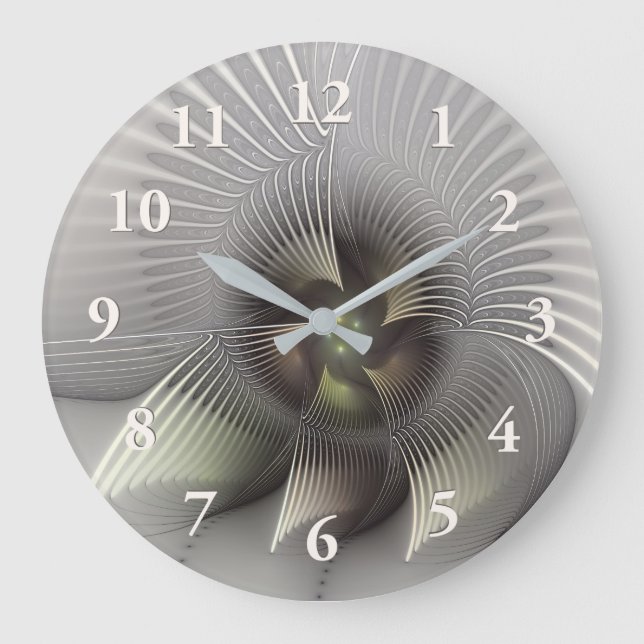 Reloj Redondo Grande Arte fractal de forma 3D abstracto moderno (Anverso)