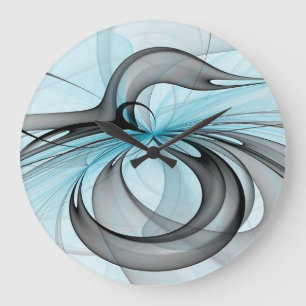 Reloj Redondo Grande Arte fractal moderno gris antracita abstracto
