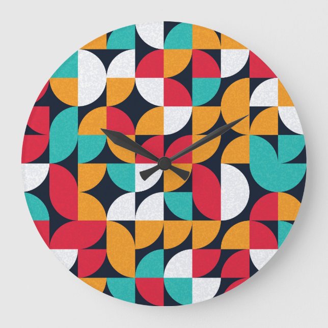 Reloj Redondo Grande Arte Generativo: Patrón de triángulo colorido (Anverso)