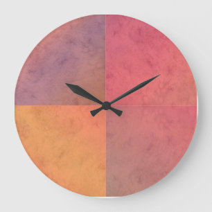 Reloj Redondo Grande Arte geométrico acuarela rojo rosa naranja amarill