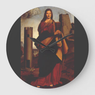 Reloj Redondo Grande Arte gráfico de icono sagrado de Santa Bárbara
