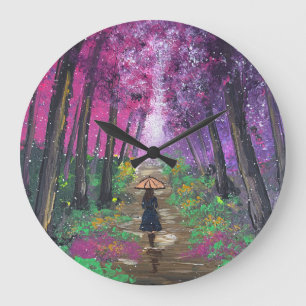 Reloj Redondo Grande Arte hecho a mano - caminando solo
