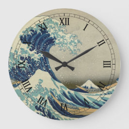 Reloj Redondo Grande Arte japonés vintage, la gran ola de Hokusai
