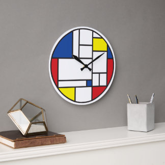 Reloj Redondo Grande Arte Moderno De Stijl Geométrico Minimalista Mondr