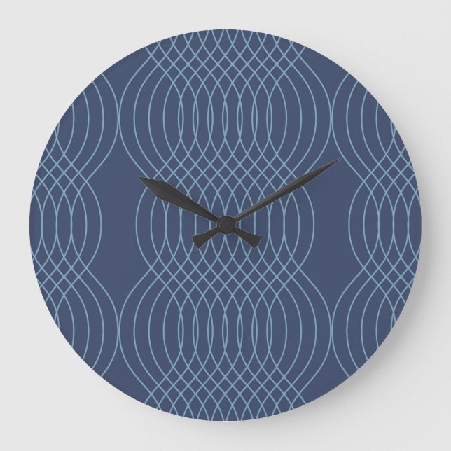 Reloj Redondo Grande Arte ondulado azul, decorativo, simple, moderno, (Anverso)