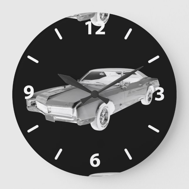 Reloj Redondo Grande Arte Pop Black And White 1967 Buick Riviera (Anverso)