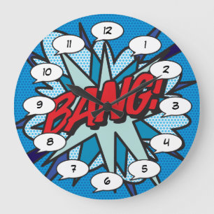Reloj Redondo Grande Arte Pop de Cómics BANG