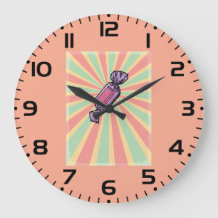 Reloj Redondo Grande Arte Pop Vintage Caramelo Envuelto