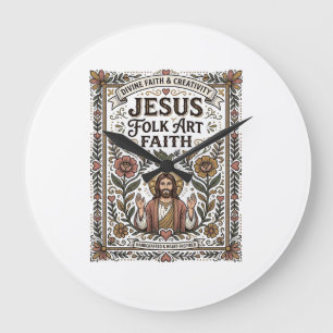 Reloj Redondo Grande Arte popular de Jesús Fe arte popular cristiano