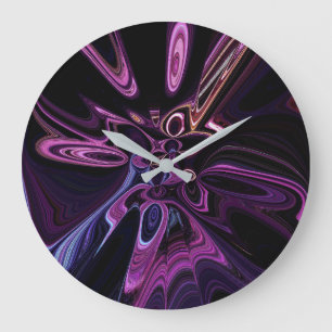 Reloj Redondo Grande Arte Púrpura Tiempo Distorsionado