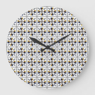 Reloj Redondo Grande Arte único de diamantes, azul amarillo en el coraz
