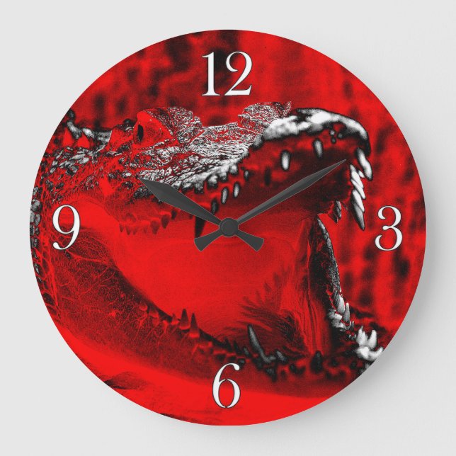Reloj Redondo Grande Artefacción de Crocodile Teeth Reptilian (Anverso)