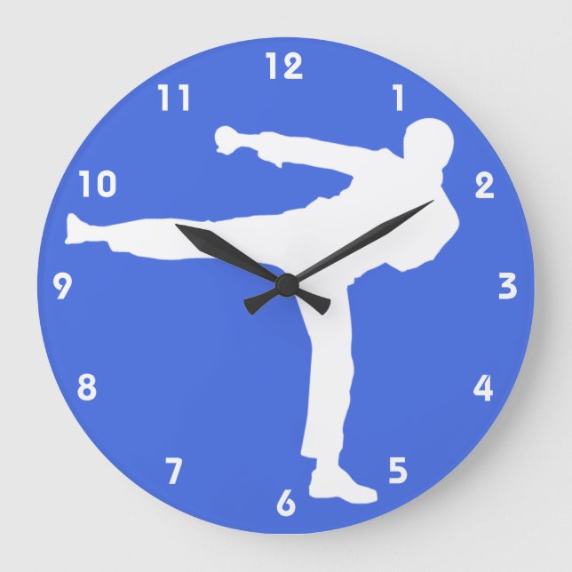 Reloj Redondo Grande Artes marciales azules reales (Anverso)
