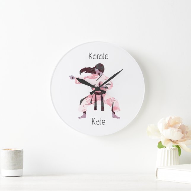 Reloj Redondo Grande Artes marciales de la Chica Cute Karate (Hogar)