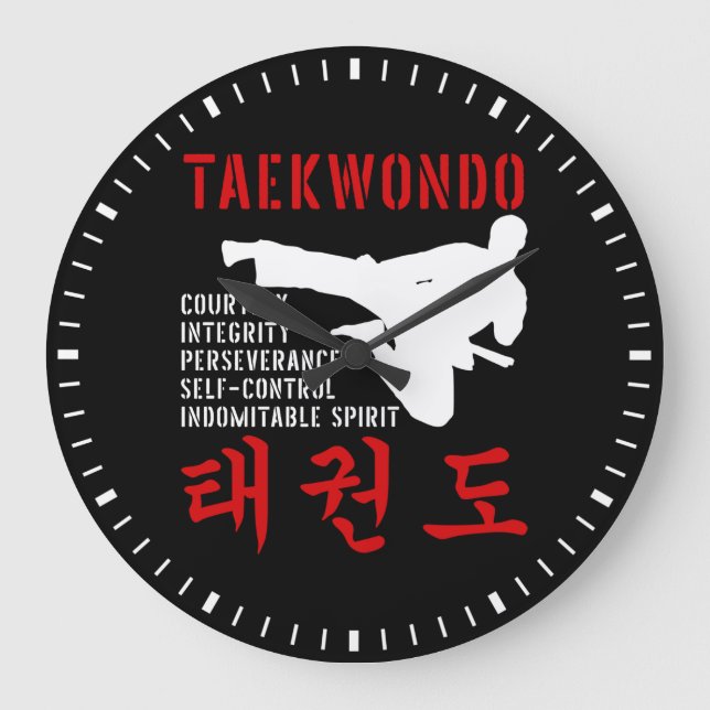 Reloj Redondo Grande Artes marciales de Taekwondo (Anverso)