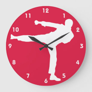 Reloj Redondo Grande Artes marciales rojas de Crimson