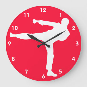 Reloj Redondo Grande Artes marciales rojas escarlatas