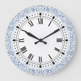Reloj Redondo Grande Artes y artesanías azules y blancas