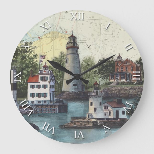 Reloj Redondo Grande Artist Series Clock - The Guiding Lights of Ohio (Anverso)