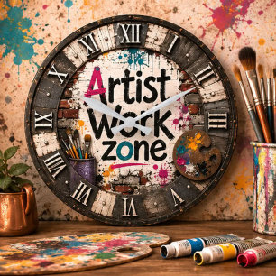 Reloj Redondo Grande Artist Work Zone Creative Studio Gift for Artists