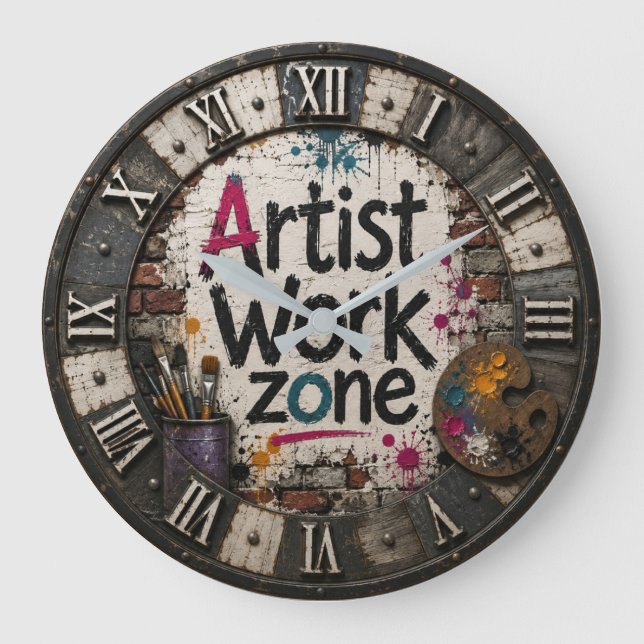 Reloj Redondo Grande Artist Work Zone Creative Studio Gift for Artists (Anverso)