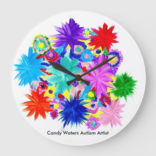 Reloj Redondo Grande Artista de autismo Candy Waters (Anverso)