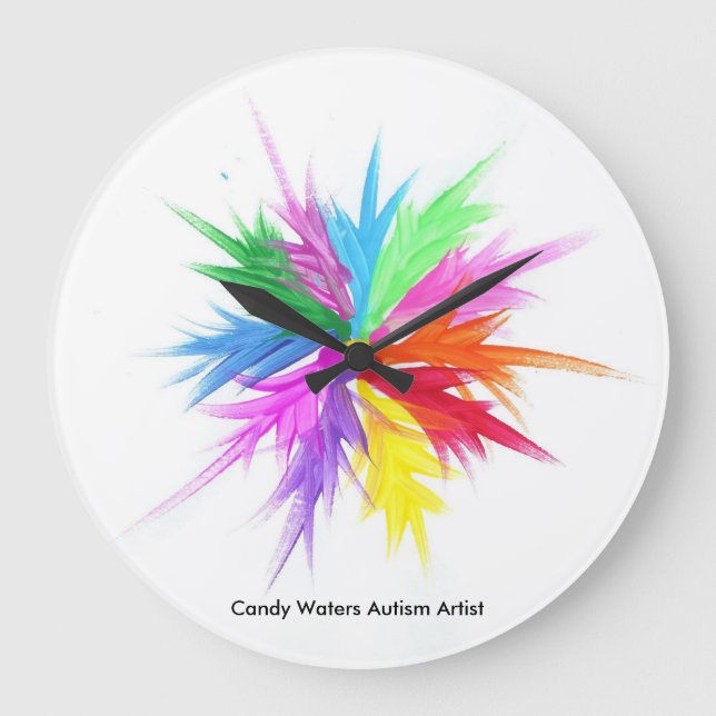 Reloj Redondo Grande Artista de autismo Candy Waters (Anverso)