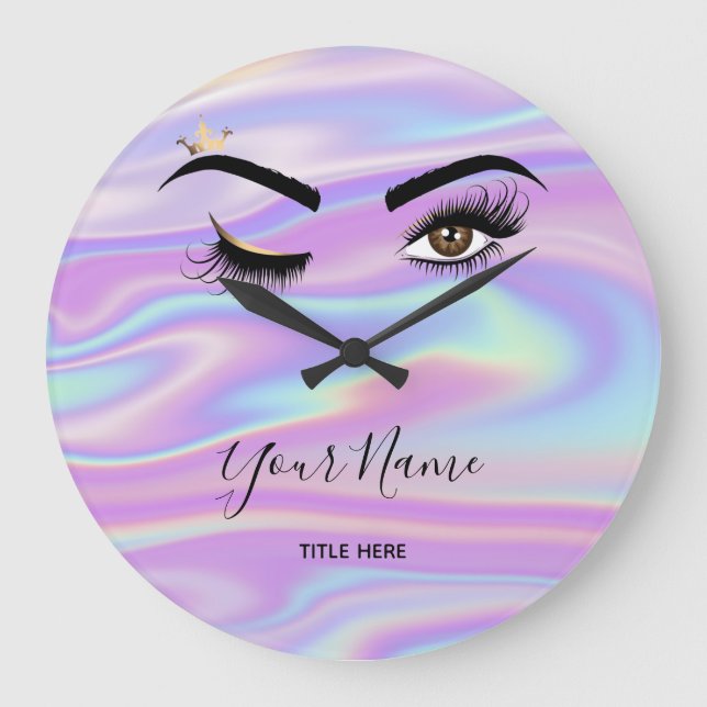 Reloj Redondo Grande Artista de maquillaje holográfico Wink Eye Lash Ex (Anverso)