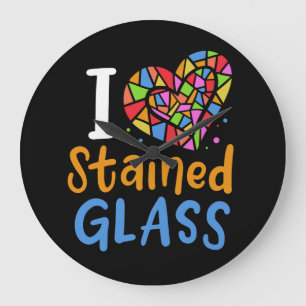 Reloj Redondo Grande Artista de vidrio manchado de vidrio templado