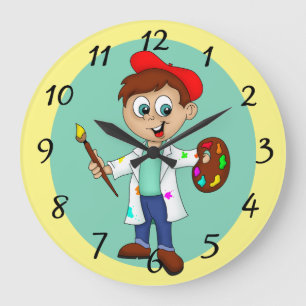 Reloj Redondo Grande Artista, Paleta y Pincel