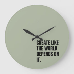 Reloj Redondo Grande Artistas de tipografía negra en negrita minimalist