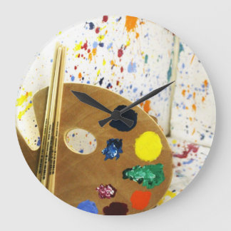 Reloj Redondo Grande Artistas pintan paleta y paleta de pintura