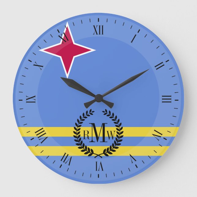 Reloj Redondo Grande Aruba flag (Anverso)