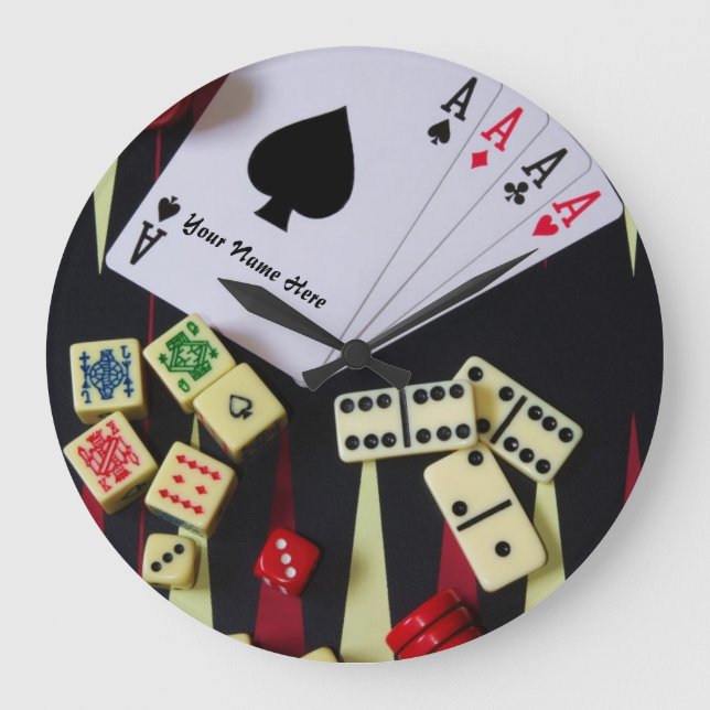Reloj Redondo Grande As de spades casino de juego (Anverso)