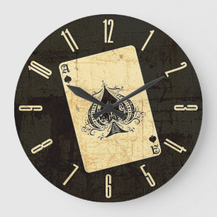 Reloj Redondo Grande As Retro De Espadas