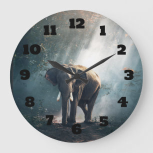 Reloj Redondo Grande Asian Elephant in a Sunlit Forest Clearing