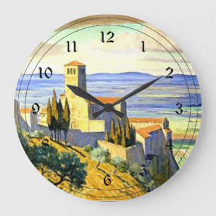Reloj Redondo Grande Asís, Italia - pintura de arte fino