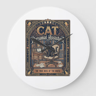 Reloj Redondo Grande Asistente personal de gato Humor de dueño divertid