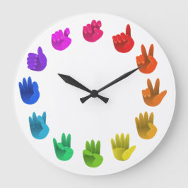 Reloj Redondo Grande ASL lenguaje de Rótulo arcoiris luz de la rueda