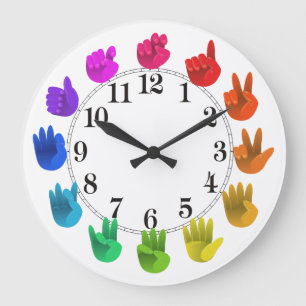 Reloj Redondo Grande ASL lenguaje de Rótulo arcoiris luz de la rueda