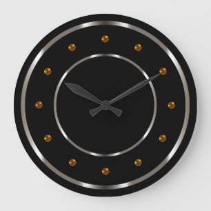 Reloj Redondo Grande Aspecto De Guay Gold Y Black Metallic